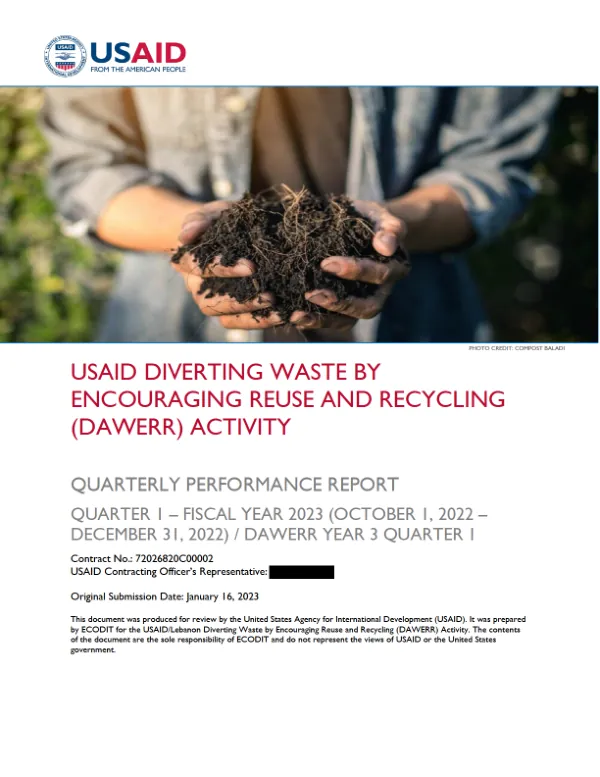 USAID DAWERR: Q1 FY2023/ Y3 Q1 – QUARTERLY PERFORMANCE REPORT
