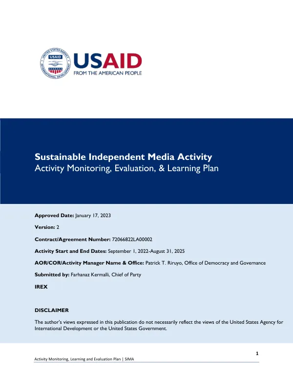 Activity Monitoring, Learning and Evaluation Plan | SIMA