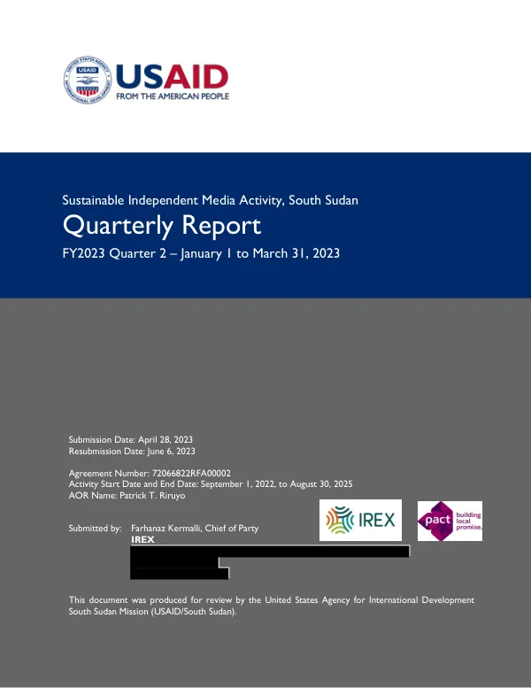 Sustainable Independent Media Activity Quarterly Report FY2023 Quarter 2