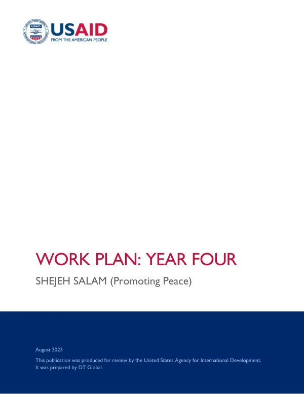 Annual Work Plan: Year Four | Shejeh Salam (Promoting Peace)