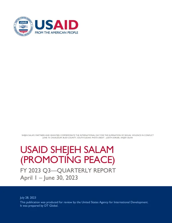 USAID Shejeh Salam | FY 2023 Q3 Quarterly Report: April 1 – June 30, 2023