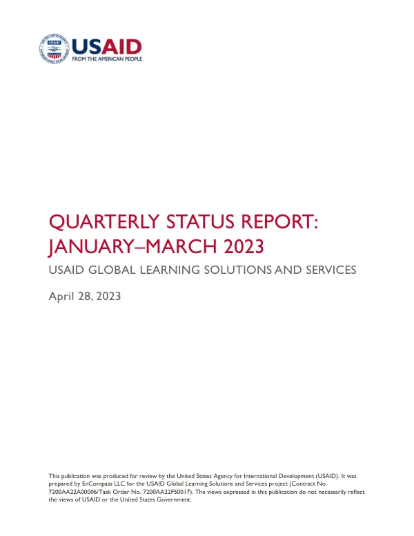 Quarterly Status Report: January–March 2023