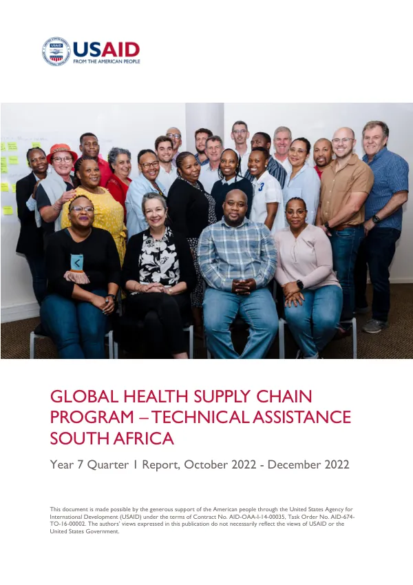 USAID GLOBAL HEALTH SUPPLY CHAIN PROGRAM – TECHNICAL ASSISTANCE Year 7 Quarter 1 Report, October 2022 - December 2023
