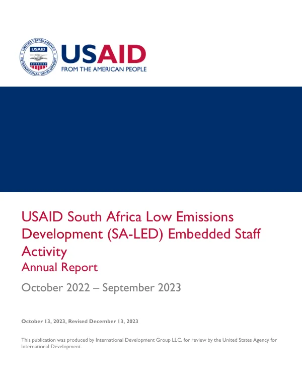 USAID South Africa Low Emissions Development (SA-LED) Embedded Staff Activity FY2023 Annual Report