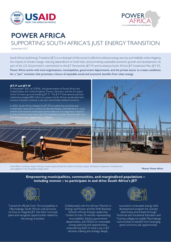 POWER AFRICA SUPPORTING SOUTH AFRICA'S JUST ENERGY TRANSITION