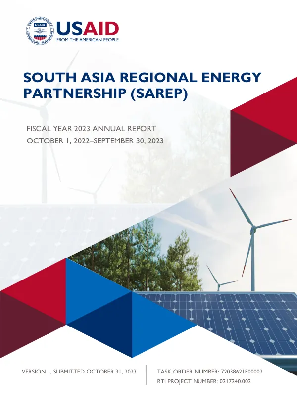 SOUTH ASIA REGIONAL ENERGY PARTNERSHIP (SAREP) FY 2023 ANNUAL REPORT