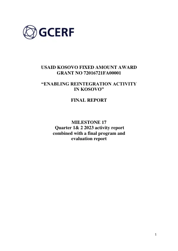 Enabling Reintegration Activity in Kosovo: Final Report