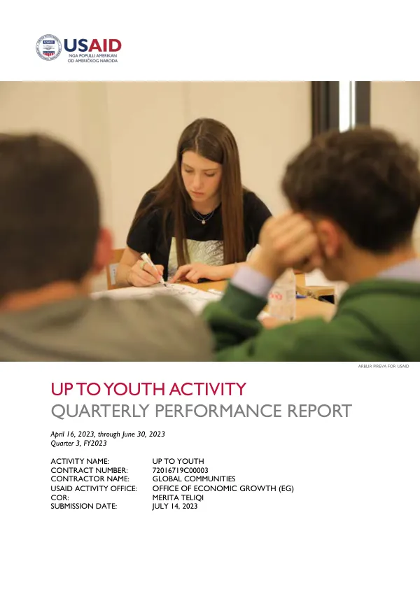 Quarterly Performance Report for Up to Youth Activity