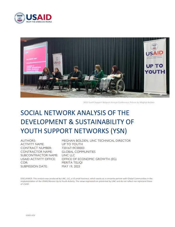 Social Network Analysis of the Development & Sustainability of Youth Support Networks (YSN)