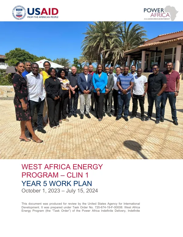 West Africa Energy Program – CLIN 1 Year 5 Work Plan