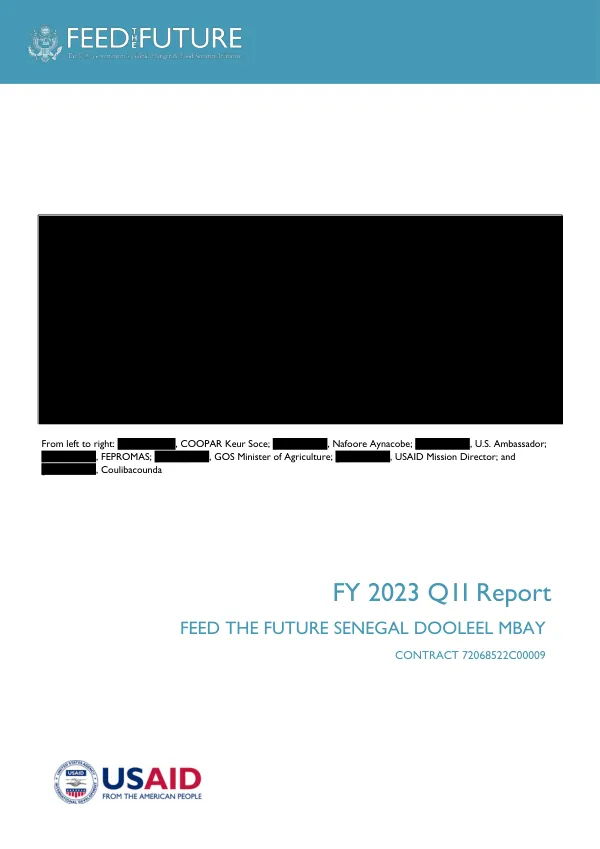 FY 2023 Q2 Report Feed the Future Senegal Dooleel Mbay