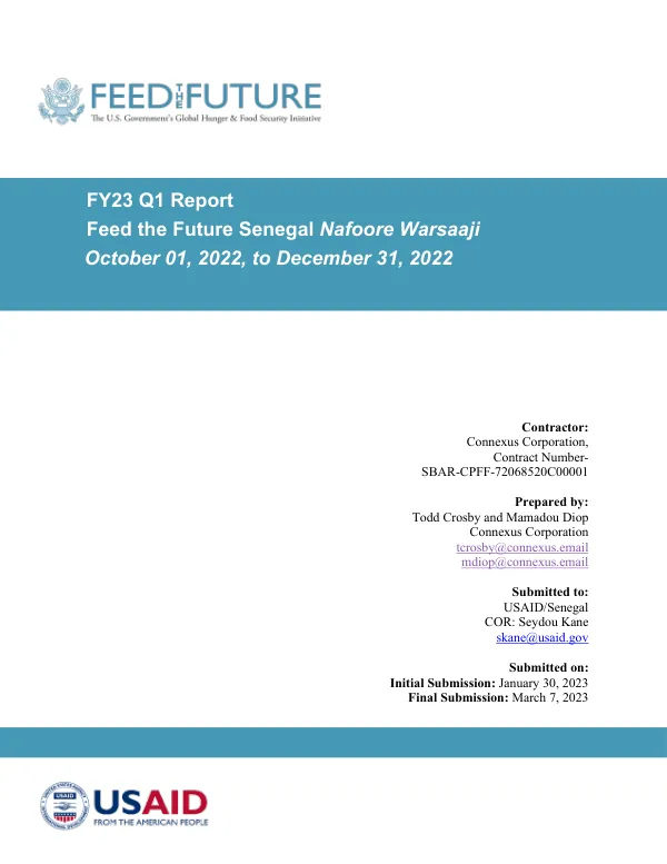 FY23 Q1 Report: Feed the Future Senegal Nafoore Warsaaji