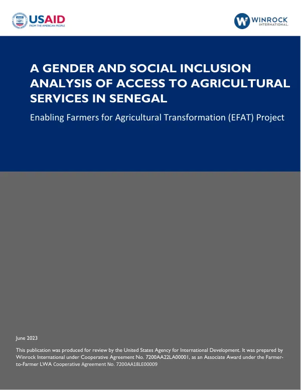 A Gender and Social Inclusion Analysis of Access to Agricultural Services in Senegal