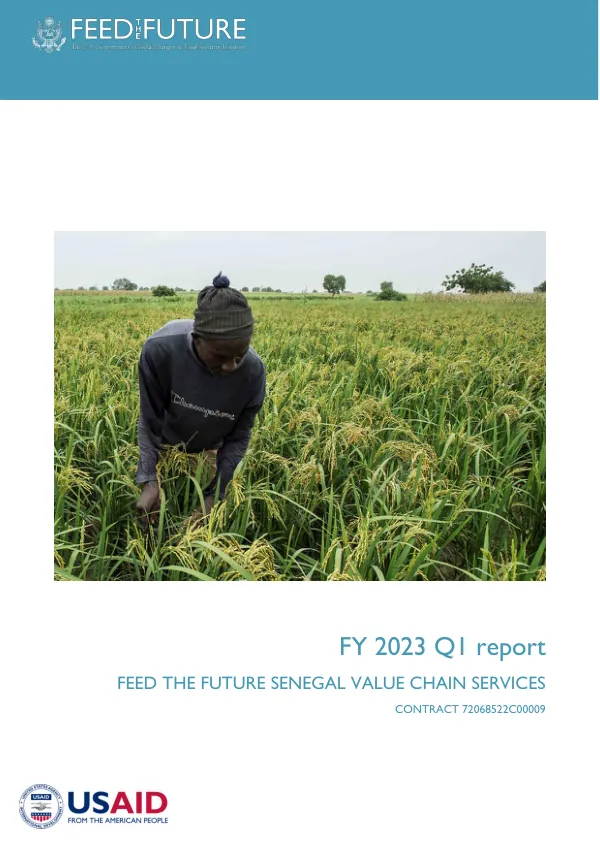 FY 2023 Quarter 1 Report FEED THE FUTURE SENEGAL VALUE CHAIN SERVICES