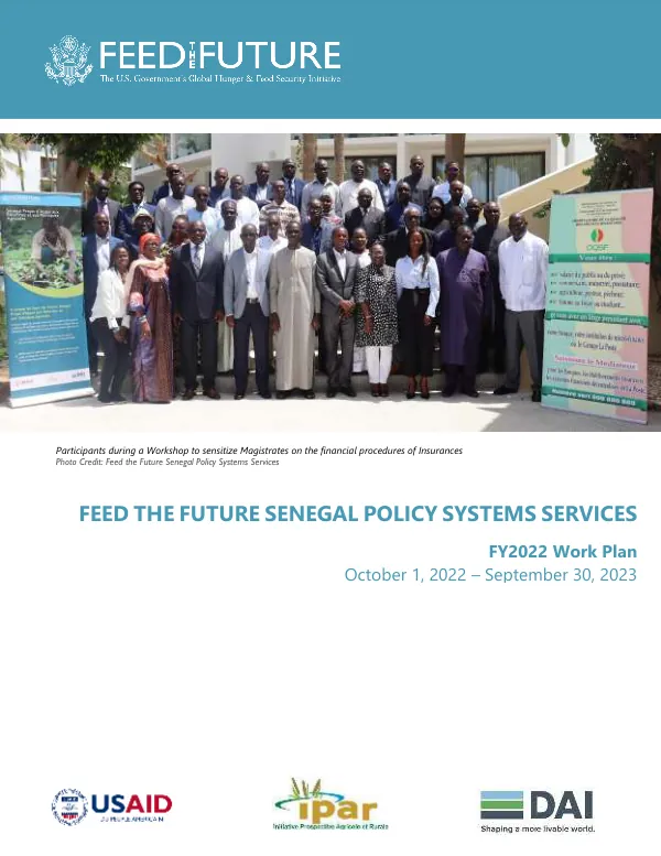 Feed the Future Senegal Policy Systems Services FY2023 Annual Work Plan