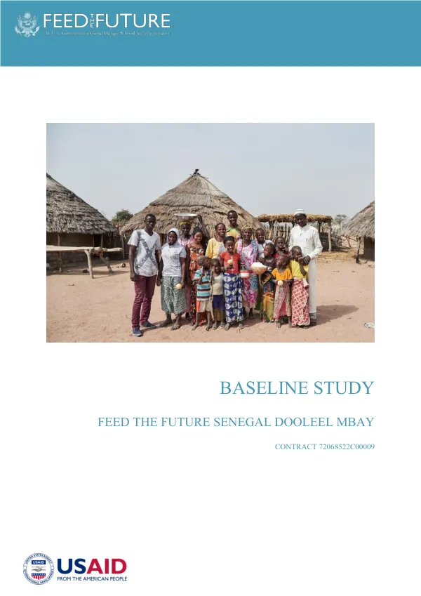 Baseline Study Feed The Future Senegal Dooleel Mbay