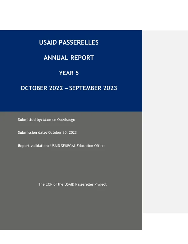 Annual Report: USAID Passerelles Project Year 5 (October 2022 – September 2023)