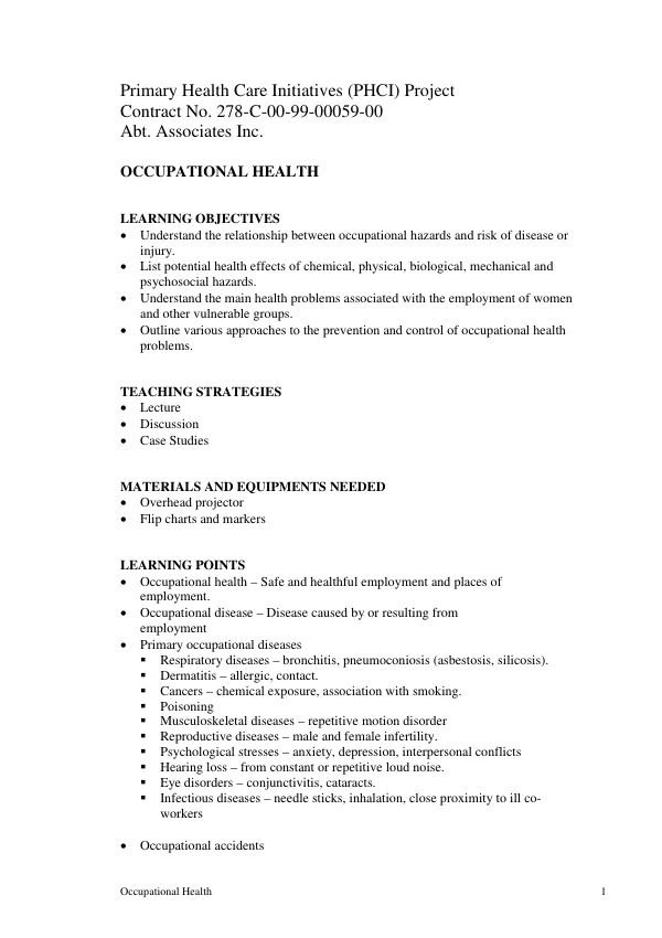 Occupational Health