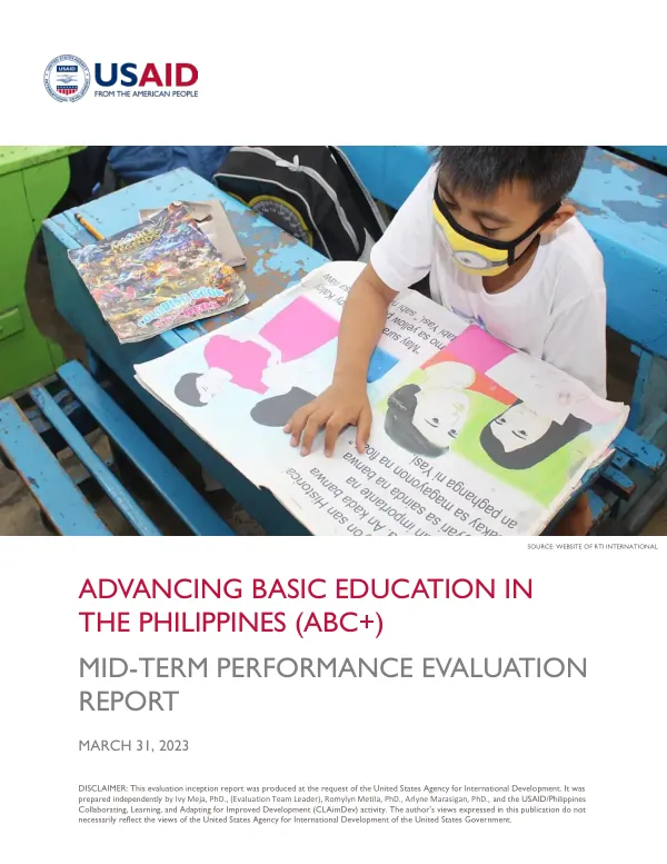 Mid-Term Performance Evaluation Report: Advancing Basic Education in the Philippines (ABC+)