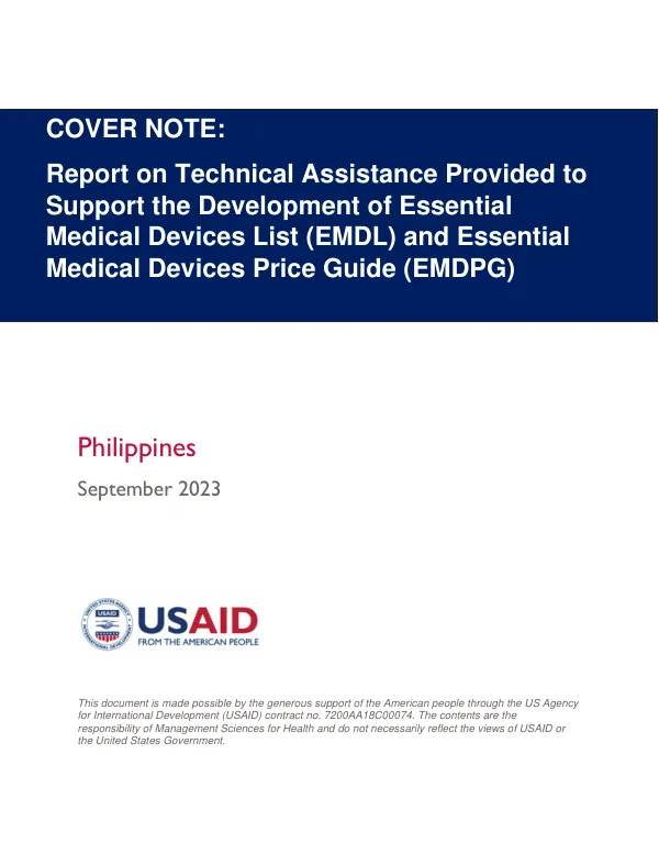 Report on Technical Assistance Provided to Support the Development of EMDL and EMDPG