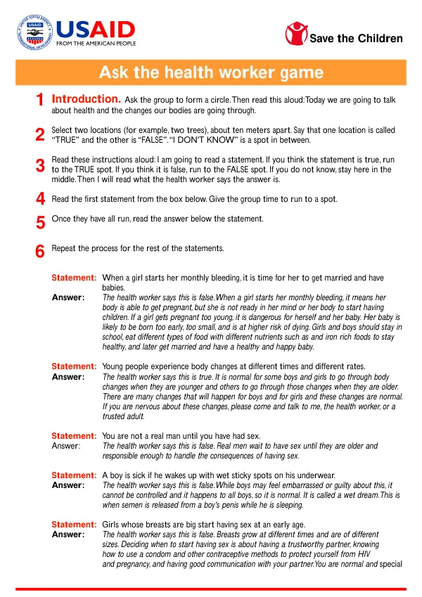 Ask Health Worker Game