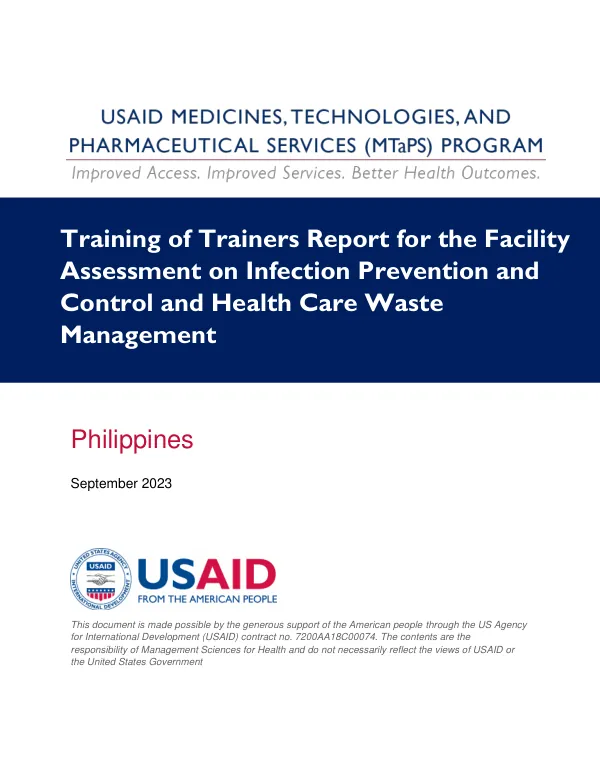 Training of Trainers Report for the Facility Assessment on Infection Prevention and Control and Health Care Waste Management