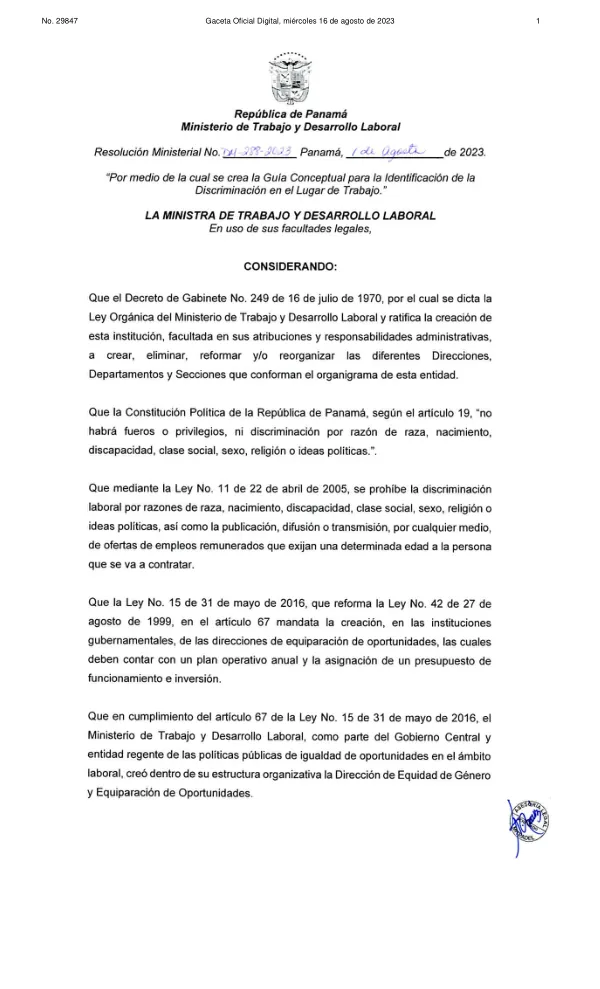 Guía conceptual para la identificación, discriminación en el lugar de trabajo