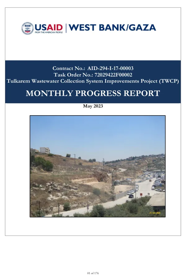 Monthly Progress Report No. 7: Tulkarem Wastewater Collection System Improvements Project