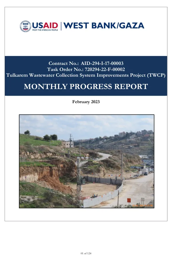 Monthly Progress Report No. 4: Tulkarem Wastewater Collection System Improvements Project