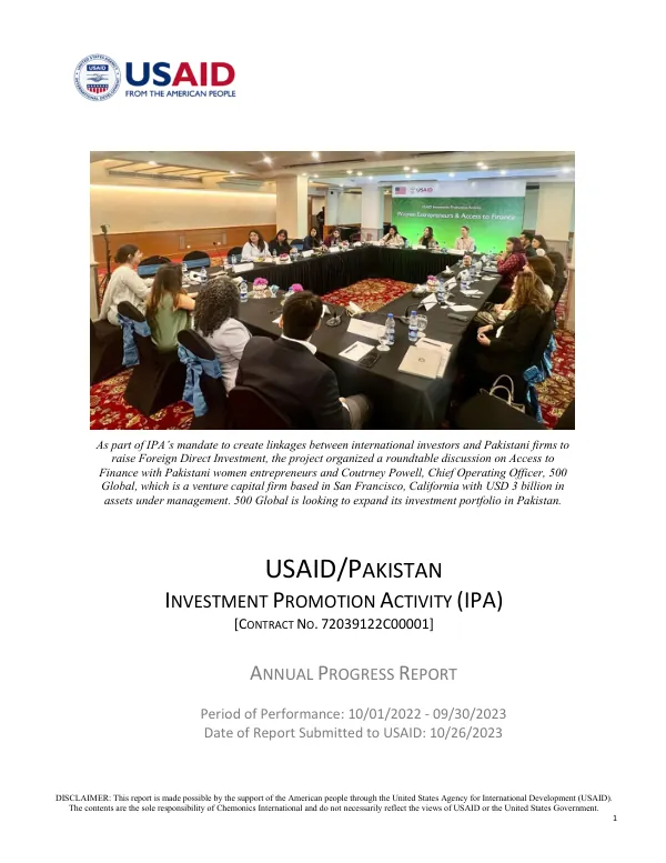 USAID Investment Promotion Activity, Year 2 Annual Progress Report (2022-23)