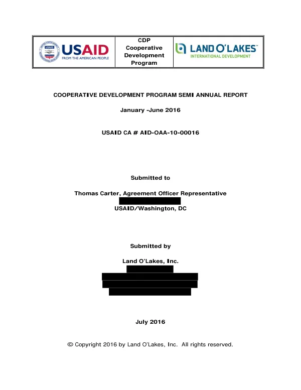 Cooperative Development Program Semi-Annual Report