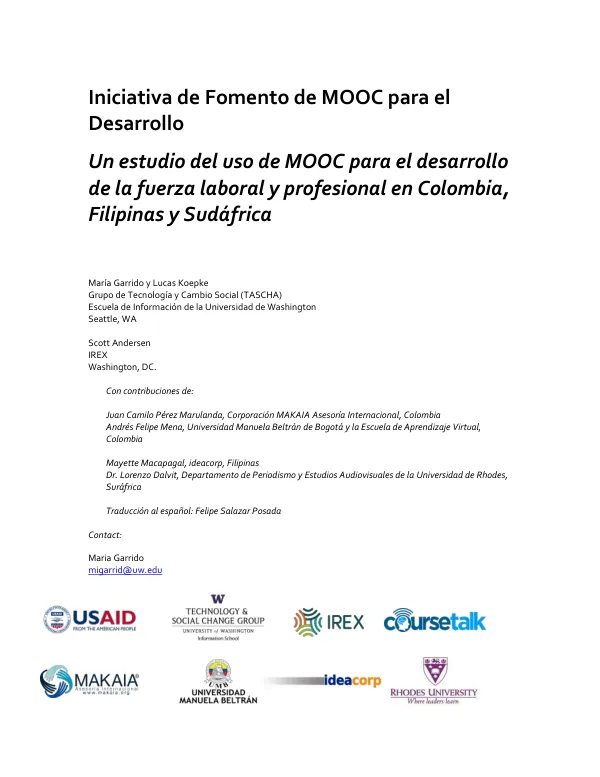 Fomento de los MOOC para el Desarrollo – Informe Final