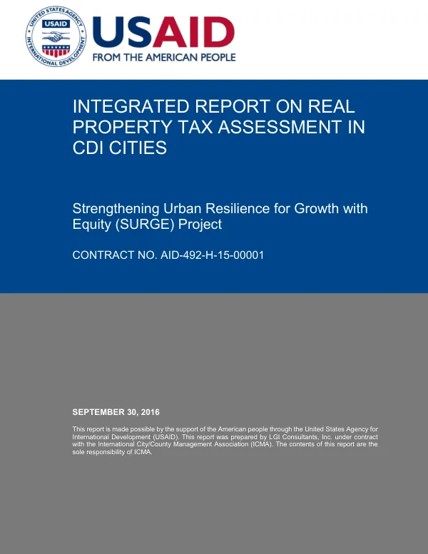 Integrated Report on Real Property Tax Assessment in CDI Cities