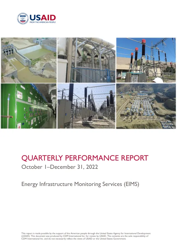 Quarterly Performance Report – October 1–December 31, 2022: Energy Infrastructure Monitoring Services (EIMS)