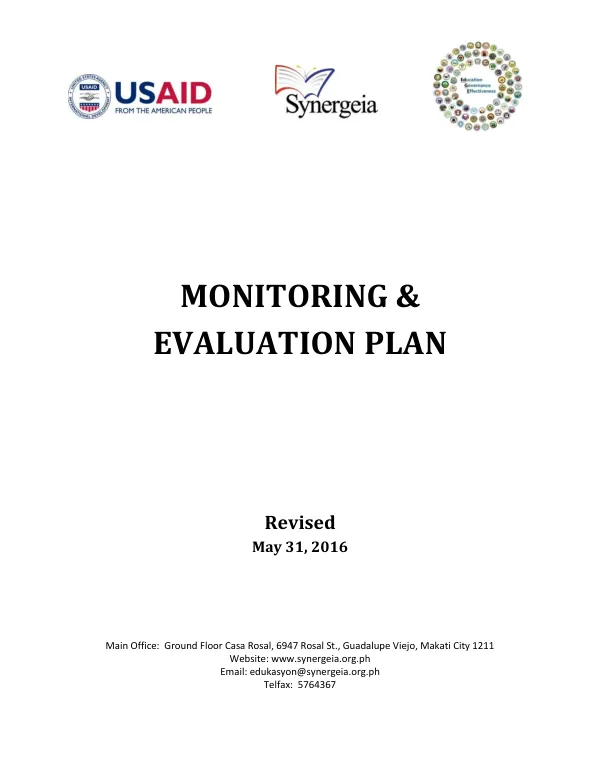 Monitoring & Evaluation Plan