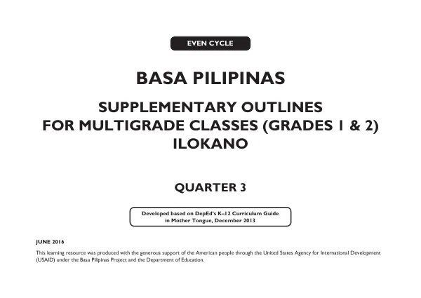 Supplementary Outlines for Multigrade Classes - Ilokano