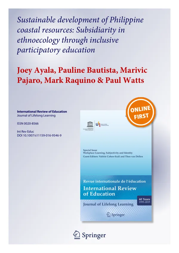 Sustainable development of Philippine coastal resources: Subsidiarity in ethnoecology through inclusive participatory education