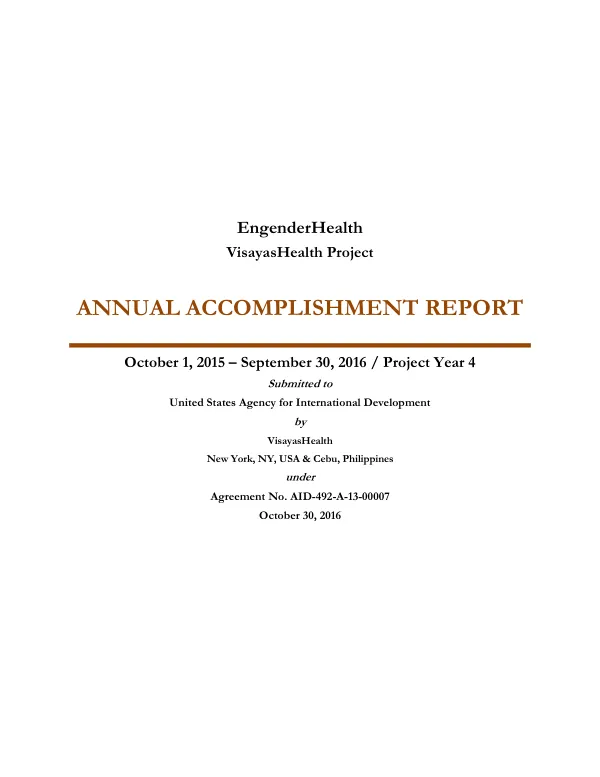 Annual Accomplishment Report: VisayasHealth Project