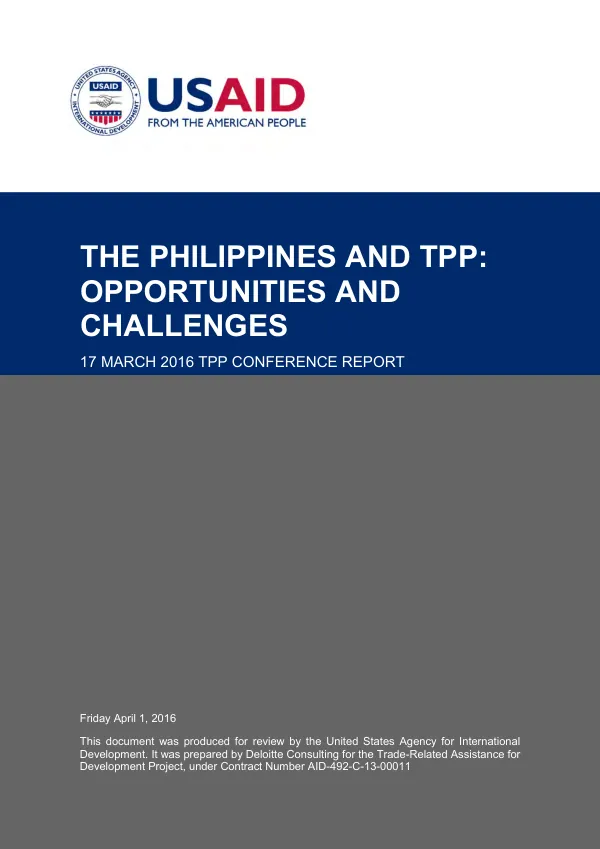 The Philippines and TPP: Opportunities and Challenges