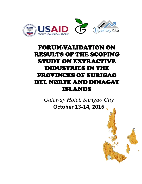 Forum-Validation on Results of the Scoping Study on Extractive Industries in the Provinces of Surigao del Norte and Dinagat Islands