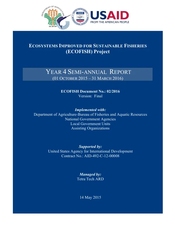 Ecosystems Improved for Sustainable Fisheries (ECOFISH) Project Year 4 Semi-Annual Report (01 October 2015– 31 March 2016)