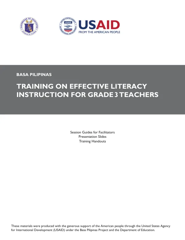 Training on Effective Literacy Instruction for Grade 3 Teachers