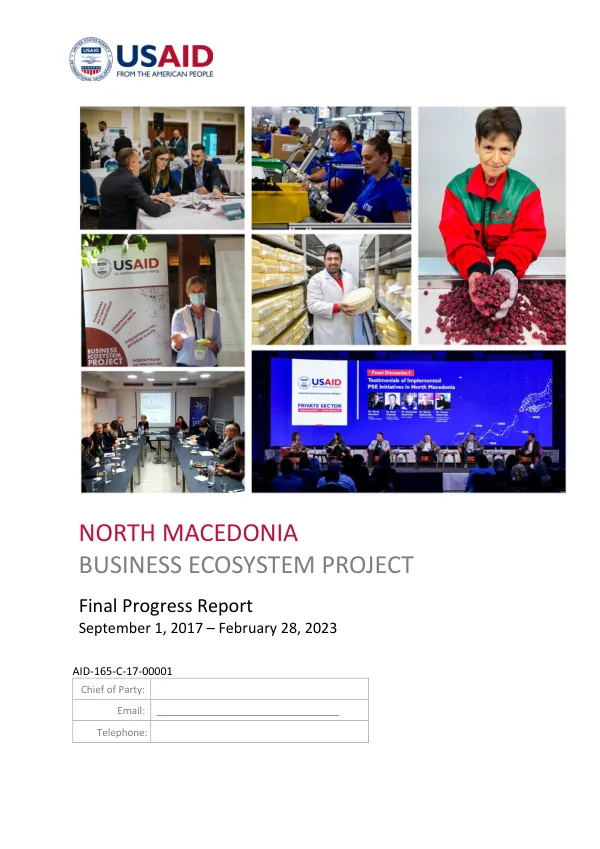 Final Progress Report: USAID Business Ecosystem Project in North Macedonia