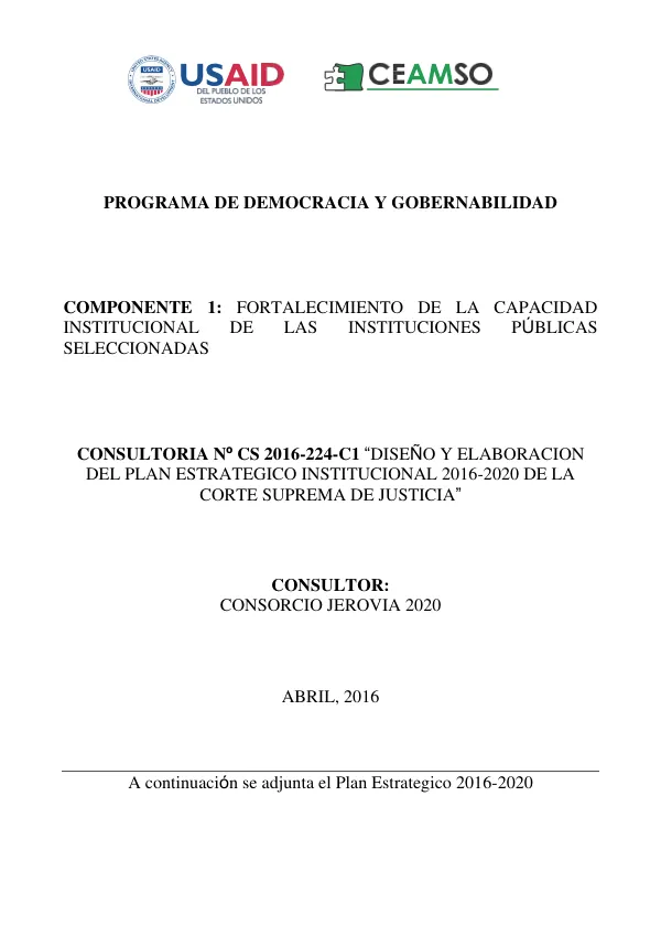 Plan Estratégico Institucional 2016-2020