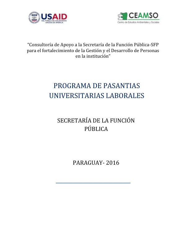 Consultoría de Apoyo a la Secretaría de la Función Pública-SFP para el fortalecimiento de la Gestión y el Desarrollo de Personas en la institución