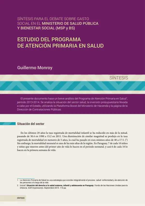 Síntesis para el Debate sobre Gasto Social en el Ministerio de Salud Pública y Bienestar Social (MSP y BS)