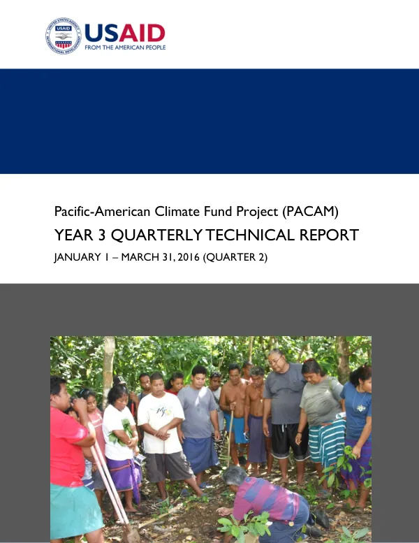 Pacific-American Climate Fund Project (PACAM) Year 3 Quarterly Technical Report