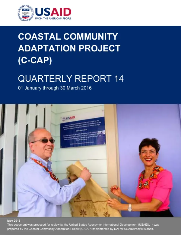 Coastal Community Adaptation Project (C-CAP) Quarterly Report 14