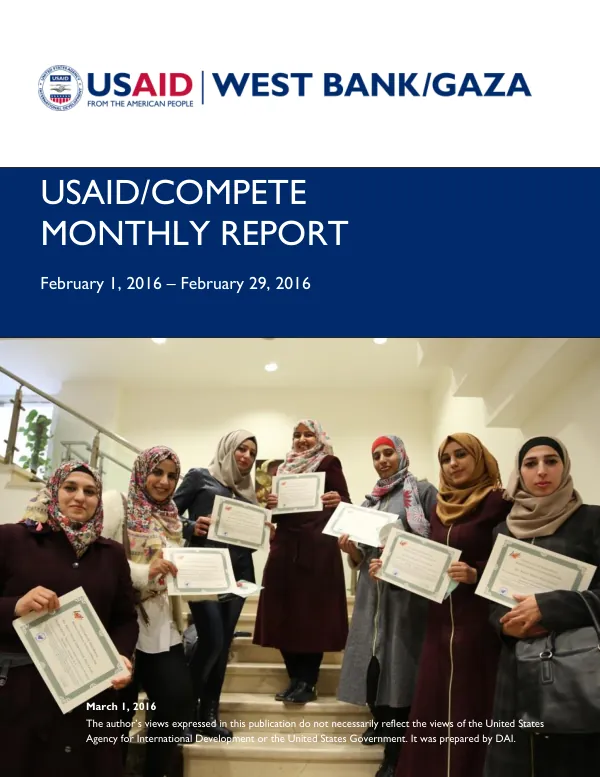 USAID/Compete Monthly Report February 1 – February 29, 2016
