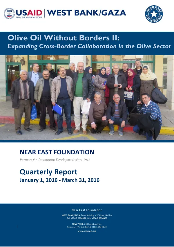 Quarterly Report: Olive Oil Without Borders II: Expanding Cross-Border Collaboration in the Olive Sector